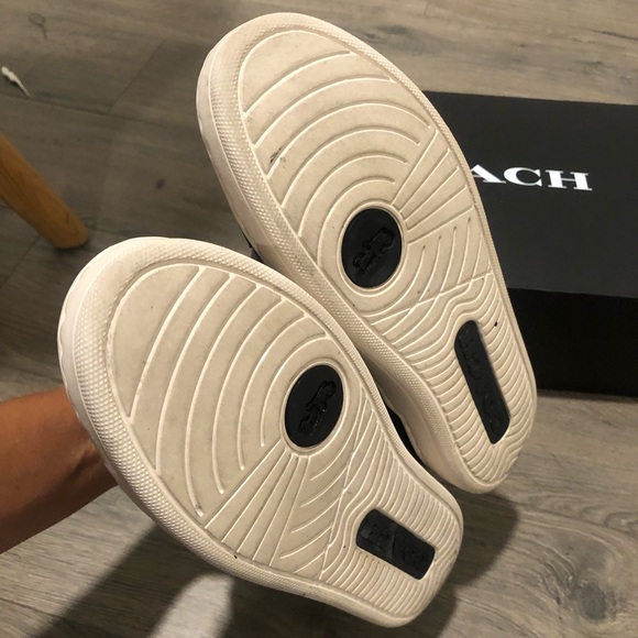 Coach Leather Low Top Black and White Women's Sneakers - Picture 4 of 7